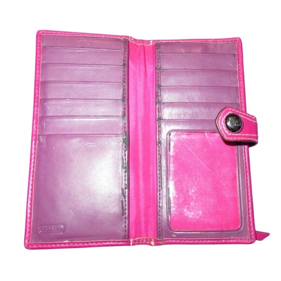 Coach vintage watermelon khaki Jacquard canvas & leather wristlet & wallet - Picture 10 of 14